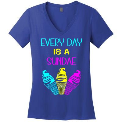 Every Day Is A Sundae Colorful Ice Cream Delight Cute Gift Women's V-Neck T-Shirt