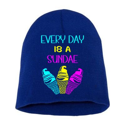 Every Day Is A Sundae Colorful Ice Cream Delight Cute Gift Short Acrylic Beanie