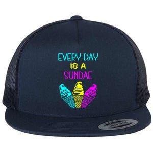 Every Day Is A Sundae Colorful Ice Cream Delight Cute Gift Flat Bill Trucker Hat