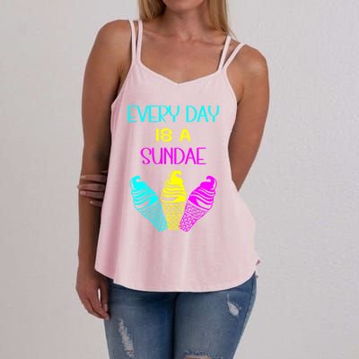 Every Day Is A Sundae Colorful Ice Cream Delight Cute Gift Women's Strappy Tank