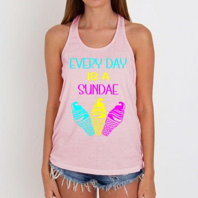 Every Day Is A Sundae Colorful Ice Cream Delight Cute Gift Women's Knotted Racerback Tank