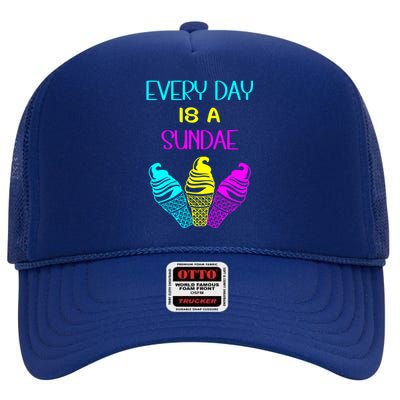 Every Day Is A Sundae Colorful Ice Cream Delight Cute Gift High Crown Mesh Back Trucker Hat