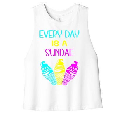 Every Day Is A Sundae Colorful Ice Cream Delight Cute Gift Women's Racerback Cropped Tank