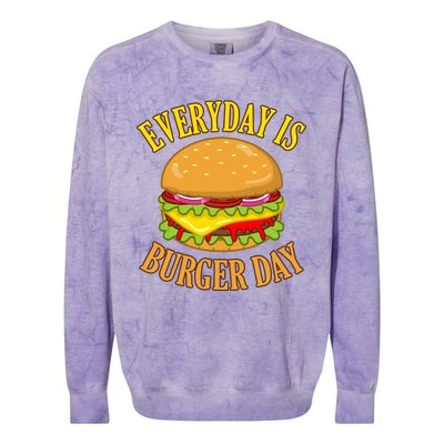 Every Day Is Burger Day Cheeseburger Hamburger Lover Graphic Funny Gift Colorblast Crewneck Sweatshirt