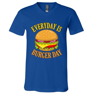 Every Day Is Burger Day Cheeseburger Hamburger Lover Graphic Funny Gift V-Neck T-Shirt