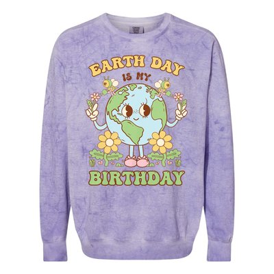 Earth Day Is My Birthday April 22nd Nature Conservation Colorblast Crewneck Sweatshirt