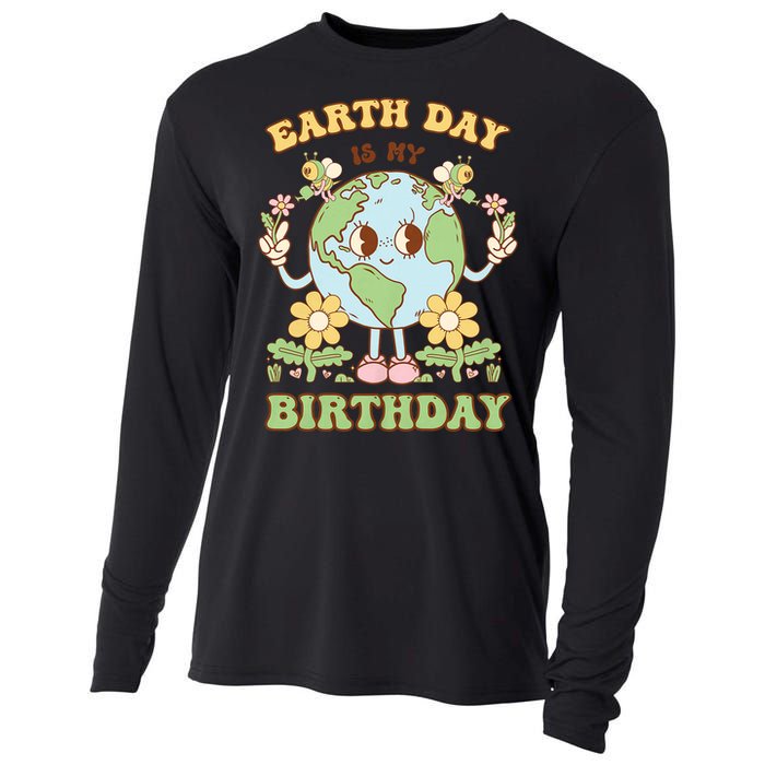 Earth Day Is My Birthday April 22nd Nature Conservation Cooling Performance Long Sleeve Crew