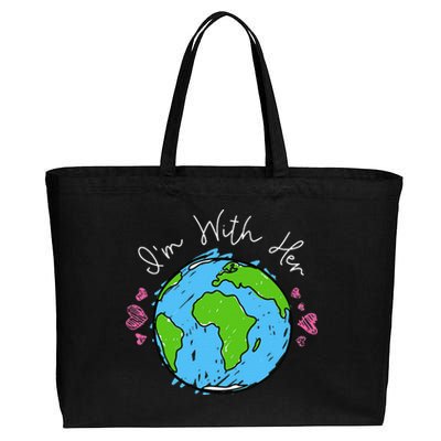 Earth Day I'm With Her Love The Earth For Women Or Cotton Canvas Jumbo Tote