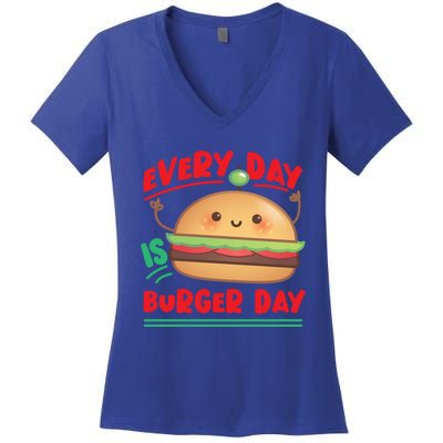 Every Day Is Burger Day Hamburger Gift Women's V-Neck T-Shirt