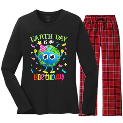 Earth Day Is My Birthday Pro Environment Birthday Party Women's Long Sleeve Flannel Pajama Set 