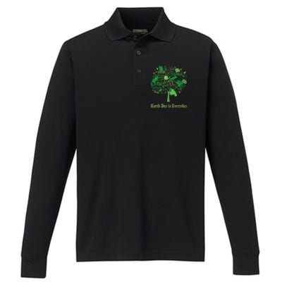 Earth Day Is Everyday Global Warming And Climate Graphic Gift Performance Long Sleeve Polo