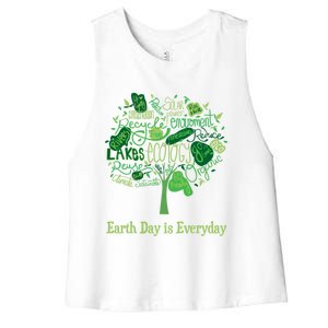 Earth Day Is Everyday Global Warming And Climate Graphic Gift Women's Racerback Cropped Tank