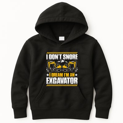 Excavator Driver I Dont Snore Heavy Equipment Operator Kids Hoodie