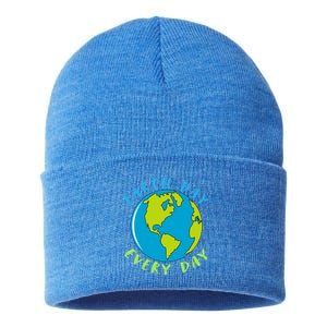 Earth Day Is Everyday Happy Earth Day Cool Gift Sustainable Knit Beanie