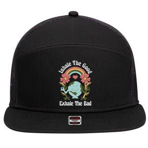 Earth Day Inhale The Good Exhale The Bad Earth Awareness Environmental 7 Panel Mesh Trucker Snapback Hat