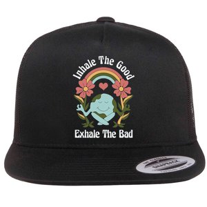 Earth Day Inhale The Good Exhale The Bad Earth Awareness Environmental Flat Bill Trucker Hat