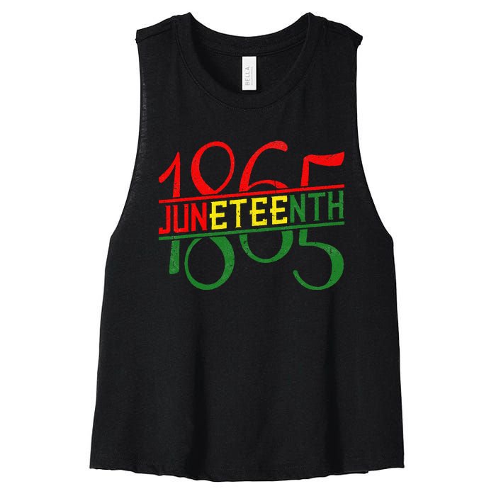 Emancipation Day is great with 1865 Juneteenth flag apparel Women's Racerback Cropped Tank