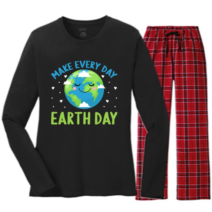 Every Day Is Earth Day Graphic Women's Long Sleeve Flannel Pajama Set 