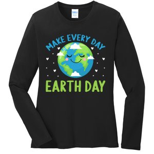 Every Day Is Earth Day Graphic Ladies Long Sleeve Shirt