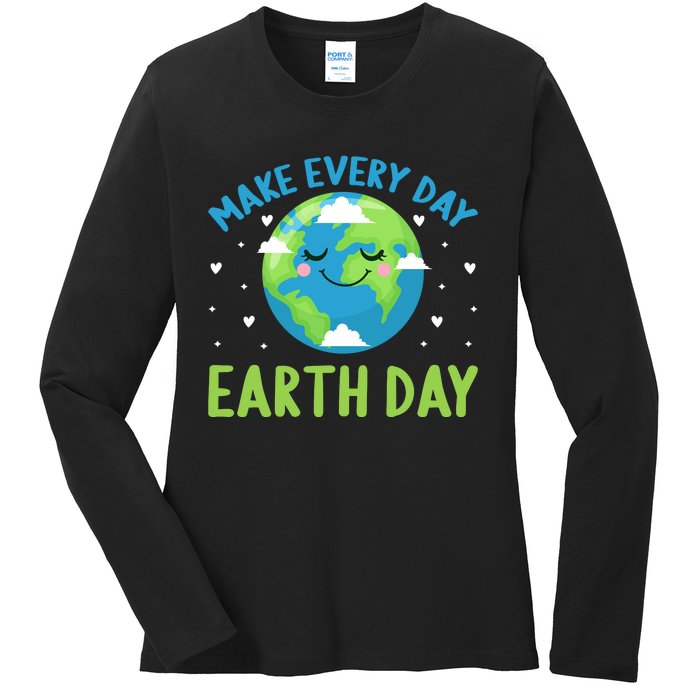 Every Day Is Earth Day Graphic Ladies Long Sleeve Shirt