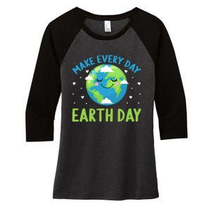 Every Day Is Earth Day Graphic Women's Tri-Blend 3/4-Sleeve Raglan Shirt