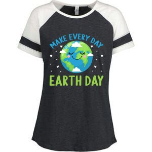 Every Day Is Earth Day Graphic Enza Ladies Jersey Colorblock Tee