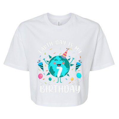 Earth Day Is My 7th Birthday Born In April Birthday Bella+Canvas Jersey Crop Tee