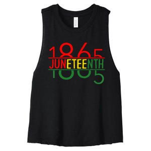 Emancipation Day is great with 1865 Juneteenth flag Women's Racerback Cropped Tank