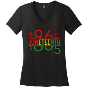 Emancipation Day is great with 1865 Juneteenth flag Women's V-Neck T-Shirt