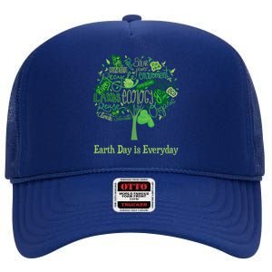 Earth Day Is Everyday Global Warming And Climate Graphic Gift High Crown Mesh Back Trucker Hat