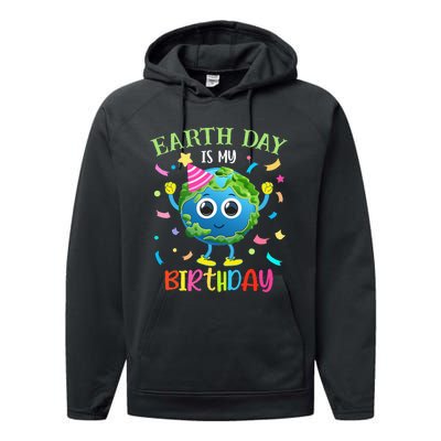 Earth Day is my Birthday Pro Environment Birthday Party Performance Fleece Hoodie