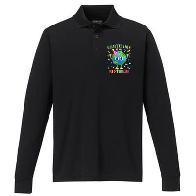 Earth Day is my Birthday Pro Environment Birthday Party Performance Long Sleeve Polo