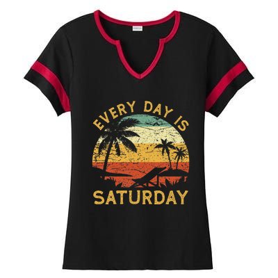 Every Day Is Saturday Funny Retirement Retired Ladies Halftime Notch Neck Tee