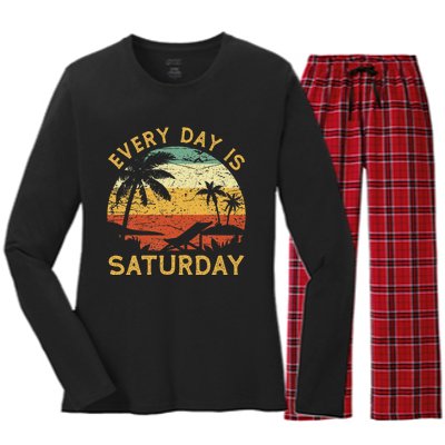 Every Day Is Saturday Funny Retirement Retired Women's Long Sleeve Flannel Pajama Set 