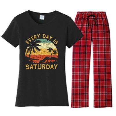 Every Day Is Saturday Funny Retirement Retired Women's Flannel Pajama Set