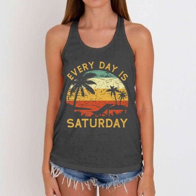 Every Day Is Saturday Funny Retirement Retired Women's Knotted Racerback Tank