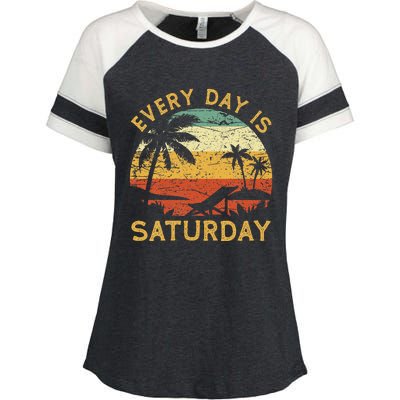 Every Day Is Saturday Funny Retirement Retired Enza Ladies Jersey Colorblock Tee