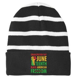 Emancipation Day Juneteenth Black American Freedom Striped Beanie with Solid Band