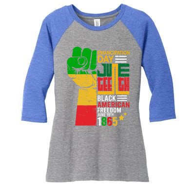 Ecipation Day Juneteenth Black American Freedom June 19th Funny Gift Women's Tri-Blend 3/4-Sleeve Raglan Shirt