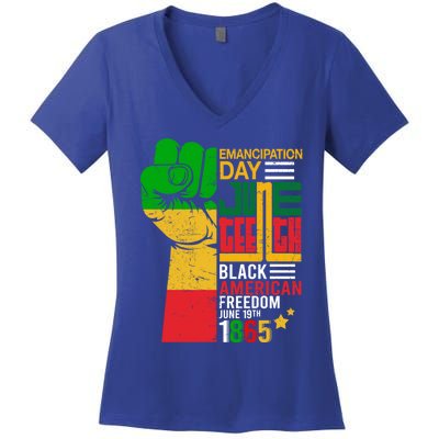 Ecipation Day Juneteenth Black American Freedom June 19th Funny Gift Women's V-Neck T-Shirt