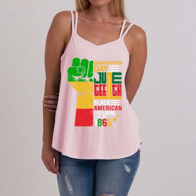 Ecipation Day Juneteenth Black American Freedom June 19th Funny Gift Women's Strappy Tank