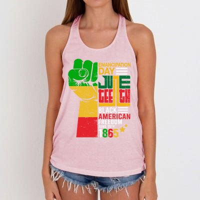 Ecipation Day Juneteenth Black American Freedom June 19th Funny Gift Women's Knotted Racerback Tank