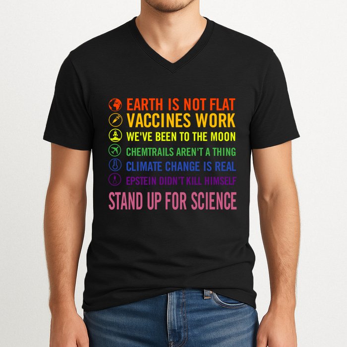 Epstein Didn’T Kill Himself Stand Up For Science V-Neck T-Shirt