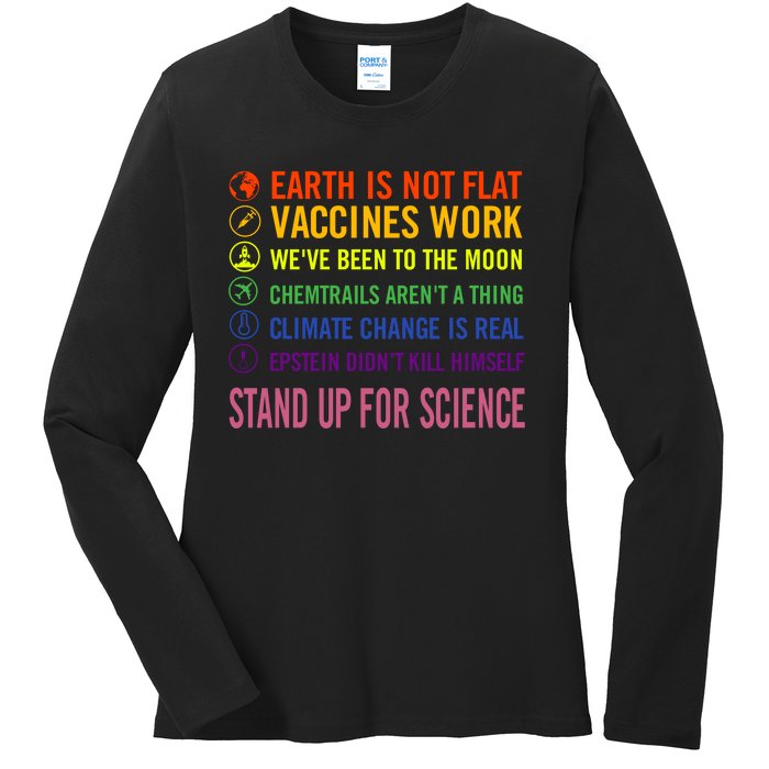 Epstein Didn’T Kill Himself Stand Up For Science Ladies Long Sleeve Shirt