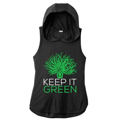 Earth Day Keep It Green Climate Change Gift Ladies PosiCharge Tri-Blend Wicking Draft Hoodie Tank