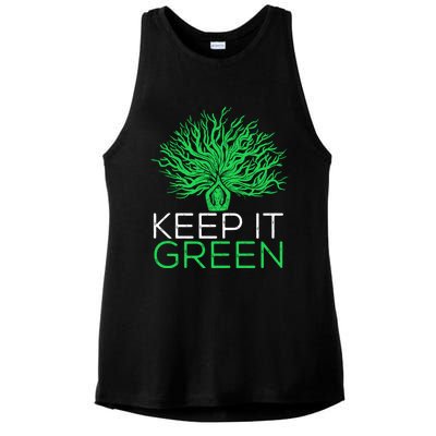 Earth Day Keep It Green Climate Change Gift Ladies PosiCharge Tri-Blend Wicking Tank