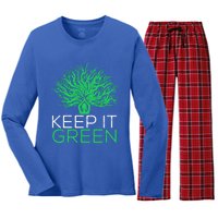 Earth Day Keep It Green Climate Change Gift Women's Long Sleeve Flannel Pajama Set 