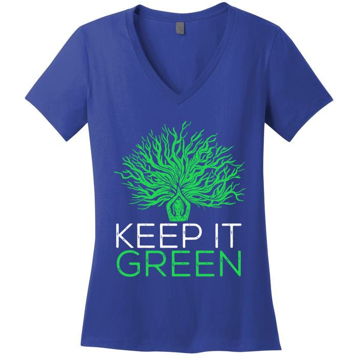 Earth Day Keep It Green Climate Change Gift Women's V-Neck T-Shirt