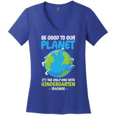 Earth Day Kindergarten Teacher Gift Women's V-Neck T-Shirt