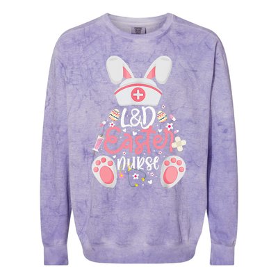 Easter Day L&D Nurse Outfit Bunny Labor And Delivery Easter Colorblast Crewneck Sweatshirt